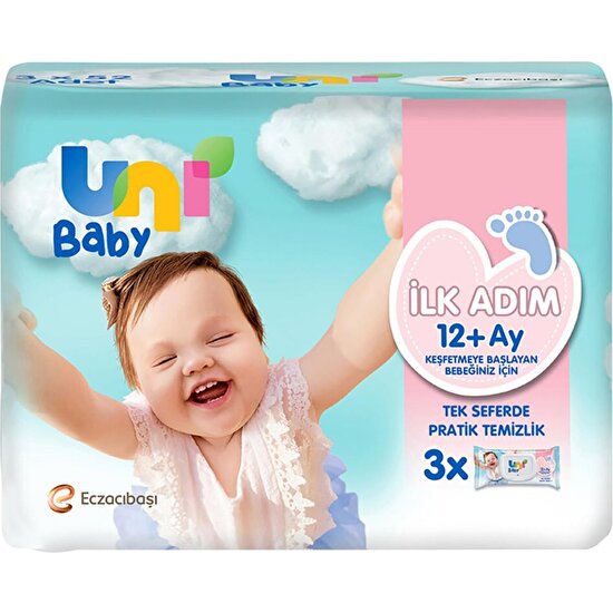 Uni Baby İlk Adım Bebek Islak Mendil 12+ Ay 3x52 Adet