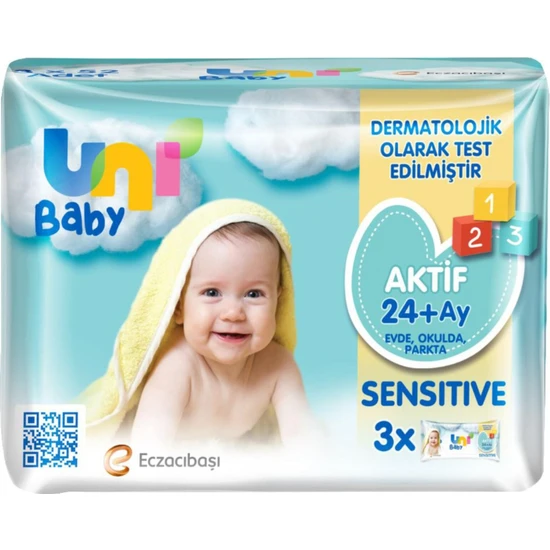 Uni Baby Aktif Sensitive Bebek Islak Mendil 24+ Ay 3x52 Adet