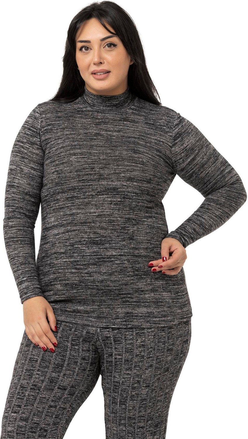 Disentis Modest Büyük Beden Yarım Balıkçı Uzun Kollu Triko Bej Rengi Body görsel 5