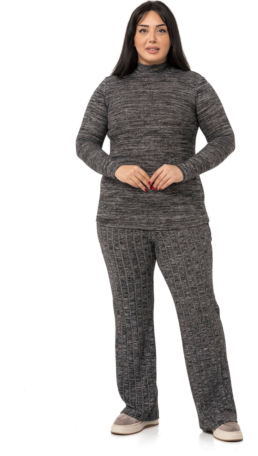 Disentis Modest Büyük Beden Yarım Balıkçı Uzun Kollu Triko Bej Rengi Body görsel 6