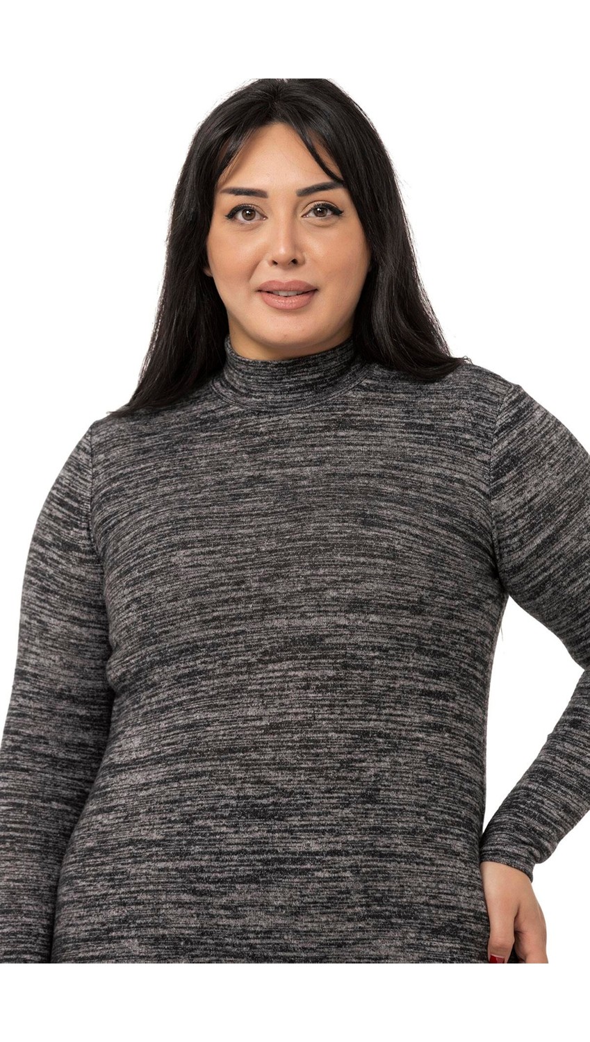 Disentis Modest Büyük Beden Yarım Balıkçı Uzun Kollu Triko Bej Rengi Body görsel 8