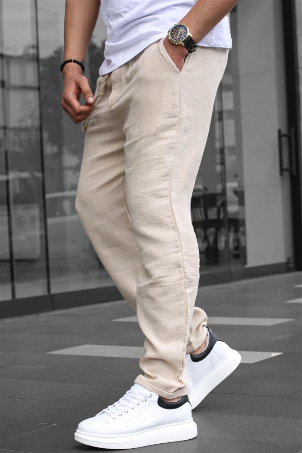 Madmext Siyah Müslin Kumaş Erkek Basic Pantolon 6507 görsel 2