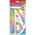 Keyroad 20 cm Kırılmaz Esnek Silikonlu Cetvel Takımı 3'lü Gökkuşağı Desenli Renkli Set