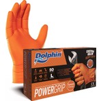 Dolphin Ekstra Kalın Turuncu Nitril Eldiven L Elmas Dokulu 50 Adet PowerGrip