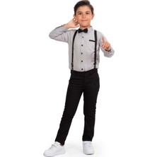 Mnk Baby & Kids Erkek Çocuk Takımı Koyu Gri Oxford Gömlek Uzun Pantolon 6 Yaş İçin Özel Olay