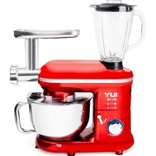 Yui M120 Multi-fonksiyonel 3'ü Bir Arada Stand Mikser Kıyma Setli Ve Blender Özellikli Kırmızı