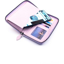 Vanilla Collection Telefon Bölmeli  Deri Portföy Kartlık Uzun Cüzdan Xclub Lila
