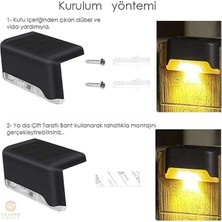 Hero Led 4 Adet Solar Güneş Enerjili Şarj Edilen Köşebent Merdiven Veranda Bahçe LED Lamba 3200K