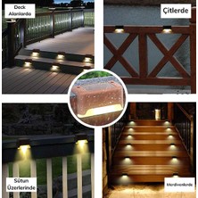 Hero Led 4 Adet Solar Güneş Enerjili Şarj Edilen Köşebent Merdiven Veranda Bahçe LED Lamba 3200K