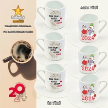 Hediyeci Market Kişiye Özel 2024 Yılbaşı Temalı özel 6'lı Türk Kahvesi FINCANI (HMK-00024-04)