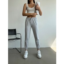 VivaJoy Kadın Siyah Yüksek Belli Jogger Eşofman Altı Paça Lastikli