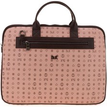 Bilik Deri Monogram Pembe/kahve  Laptop & Evrak Çantası RH09 Business-Mn