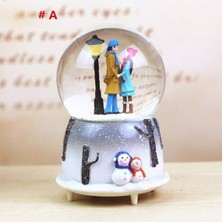 Knittingtr Sokak Lambası Altında Oturan Romantik Çift Işıklı Müzikli Kar Küresi