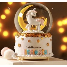 Knittingtr Mega Boy Orjinal Unicorn Kar Küresi Otomatik Kar Püskürtmeli Işıklı Müzikli