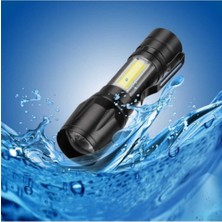 Shining Ultra Güçlü 600 Lumens +3W Cob LED USB Şarjlı El Feneri Kutulu Kamp Feneri Avcılık Feneri