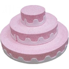 Depposite Strafor Pasta 3 Katlı - Strafor Stand 3 Katlı Pembe 30X15 cm