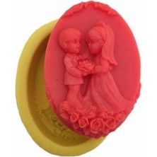 Gurmender Silikon Gelin Damat Silikon Sabun-Kokulu Taş Kalıbı 5x7 cm