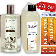 Simav Synaus Kestane Özlü ve Termal Sulu Kolonya 2'li Set 900ML + Cam 200ML