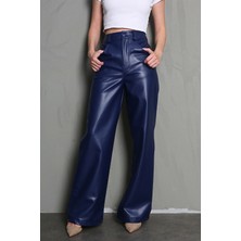 Madmext Lacivert Deri Basic Kadın Pantolon MG1316