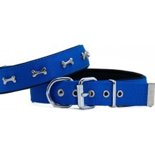 El-Biz Doggie Konfor Dokuma Kemikli Boyun Tasması Royal Blue 3.0 x 55 cm  DSBT 3062 L