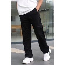 Madmext Siyah Geniş Paça Kargo Cep Erkek Pantolon 6826