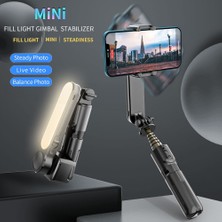 Ganbao Siyah Kablosuz Bluetooth Selfie Sopa Tripod El Gimbal Sabitleyici Dolgu Işığı ile Cep Telefonu Gimbal Sabitleyici (Yurt Dışından)