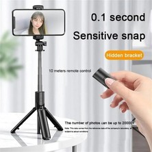 Ganbao Siyah Yüksekliği Ayarlanabilir Selfie Çubuğu Tripod Monopod Bluetooth Uzaktan Kumanda ile Çift Halka Işık Dolgu Aydınlatma iPhone 12 Için (Yurt Dışından)