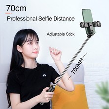 Ganbao Siyah Yüksekliği Ayarlanabilir Selfie Çubuğu Tripod Monopod Bluetooth Uzaktan Kumanda ile Çift Halka Işık Dolgu Aydınlatma iPhone 12 Için (Yurt Dışından)