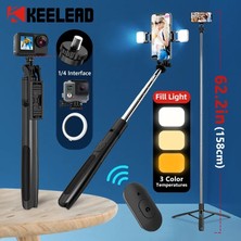 Ganbao Seçenek 4-Işıklı Q05 1580MM Yeni Kablosuz Selfie Çubuğu Tripod Gopro Aksiyon Kameraları Akıllı Telefonlar Için Dolgu Işığı ile Katlanabilir Monopod Selfie Canlı (Yurt Dışından)