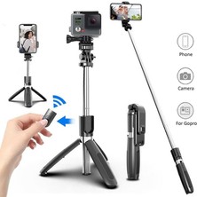 Ganbao Temel Tip Bluetooth Kablosuz Selfie Çubuğu, Telefonlar Için Dolgu Işıklı, Katlanabilir Gopro ve Spor Aksiyon Kameraları Için Taşınabilir Mini Tripod (Yurt Dışından)