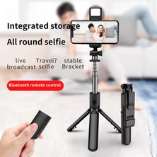 Ganbao Işıkları ile Kablosuz Bluetooth Selfie Çubuğu Tripod Katlanabilir Braket Xiaomi Redmi IPhone 12 Samsung Akıllı Telefon Android Ios Tutucu Z8Z2 (Yurt Dışından)