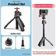 Ganbao Gopro Mini Selfie Sopa Tripod Masa Standı Gopro Kahraman 11 10 9 INSTA360 Djı ile Top Kafa Uzatılabilir Kolu Monopodlar (Yurt Dışından)