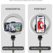 Ganbao Siyah Serın Dıer 4in 1 Kablosuz Bluetooth Selfie Sopa 6 Inç LED Halka Fotoğraf Işığı Katlanabilir Tripod Monopod iPhone Android Için (Yurt Dışından)