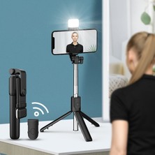 Ganbao Sty A LED Siyah Tripod Selfie Çubuğu LED Lamba ile Cep Telefonu Için Halka Işık Standı Tutucu Akıllı Telefon Bluetooth Monopod Kablosuz Teleskopik (Yurt Dışından)