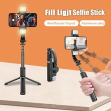 Ganbao Q08 Siyah Yeni Katlanabilir Bluetooth Kablosuz Selfie Çubuk Tripod Bluetooth Deklanşör Dolgu Işığı Tek Eksenli Sabitleyici Monopod Sıcak Satış (Yurt Dışından)