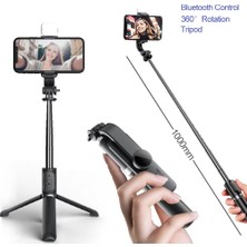 Ganbao CZZJ02 Siyah 2022 Yenı Bluetooth Kablosuz Selfie Çubuğu Mini Tripod Uzatılabilir Monopod Dolgu Işığı ile Ios Android Telefon Için Uzaktan Deklanşör (Yurt Dışından)