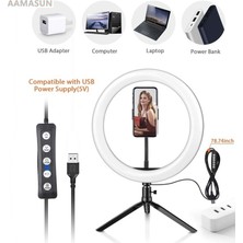 Ganbao 8 Inch1 Aamasun Kısılabilir Rgb LED Selfie Halka Dolgu Işığı Fotoğraf Halka Lambası Makyaj Video Canlı Aro De Luz Para Celular Için Tripod ile (Yurt Dışından)