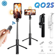 Ganbao Q02 Siyah Kablosuz Bluetooth Selfie Çubuğu Katlanabilir Tripod Ios Android Için Dolgu Işığı Deklanşör Uzaktan Kumanda 360 ° Dönen Tutucu (Yurt Dışından)