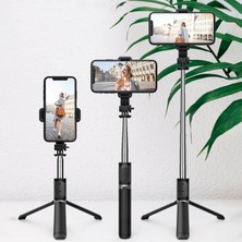 Ganbao Q02 Siyah Kablosuz Bluetooth Selfie Çubuğu Katlanabilir Tripod Ios Android Için Dolgu Işığı Deklanşör Uzaktan Kumanda 360 ° Dönen Tutucu (Yurt Dışından)