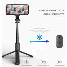 Ganbao Q02S Beyaz Mini Katlanabilir Kablosuz Bluetooth Uyumlu Selfie Çubuğu Tripod Telefon Tutucu Telefon Tripod Deklanşör Ios Android Için Uzaktan Kumanda (Yurt Dışından)