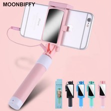 Ganbao Pembe Evrensel Mini Selfie Çubuğu Düğmeli Kablolu Silikon Saplı Monopod iPhone 6/6s Android Samsung Huawei Xiaomi Çubukları (Yurt Dışından)