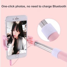 Ganbao Pembe Evrensel Mini Selfie Çubuğu Düğmeli Kablolu Silikon Saplı Monopod iPhone 6/6s Android Samsung Huawei Xiaomi Çubukları (Yurt Dışından)