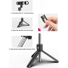 Ganbao Siyah Selfie Çubuğu K10S Taşınabilir Monopod Tripod Blutooth Selfie Çubuğu Iso Android Telefon Için Uzaktan Kumanda (Yurt Dışından)