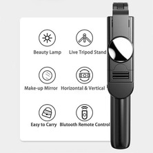 Ganbao Siyah Selfie Çubuğu K10S Taşınabilir Monopod Tripod Blutooth Selfie Çubuğu Iso Android Telefon Için Uzaktan Kumanda (Yurt Dışından)