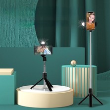 Ganbao Siyah Işıklı Cep Telefonu Kablosuz Selfie Çubuğu Siyah Mikro Tripod Bluetooth Uyumlu Kontrol Evrensel Evrensel Selfie Telefon Tutucu Standı (Yurt Dışından)