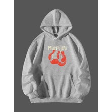 Natch Wear Gri Ön Muay Thaı Baskılı Oversize Sweatshirt