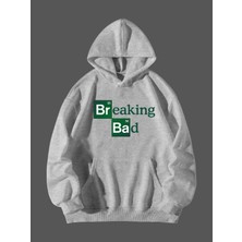 Natch Wear Gri Ön Breaking Bad Yazı Baskılı Oversize Sweatshirt