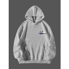 Natch Wear Gri Ön Bmwm Baskılı Oversize Sweatshirt