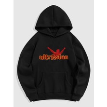 Natch Wear Siyah Ön Ultra Aslan Baskılı Oversize Sweatshirt