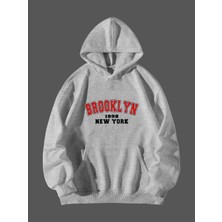 Natch Wear Gri Ön Brooklyn New Baskılı Oversize Sweatshirt